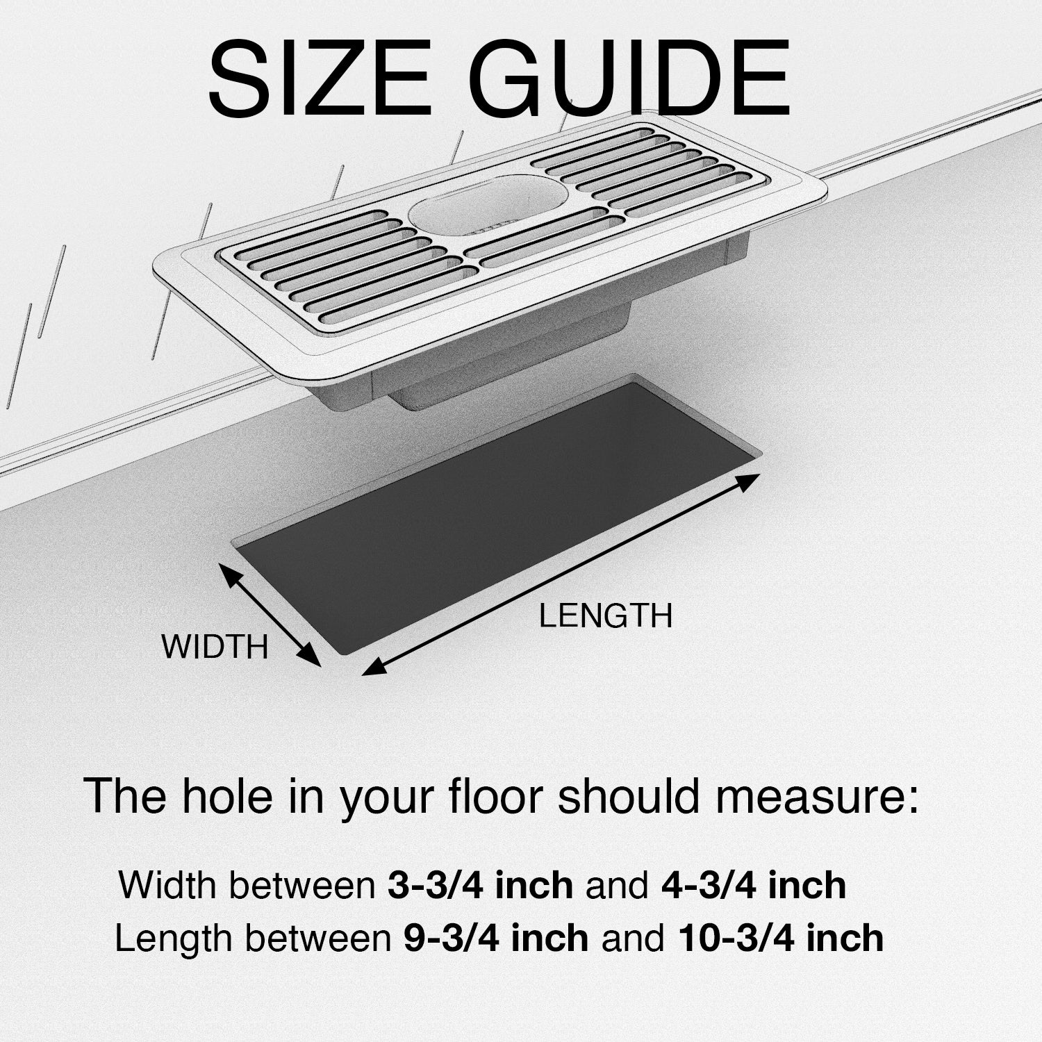 size of floor opening for floor cover